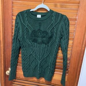 Disney Dark Green Cable Knit Sweater